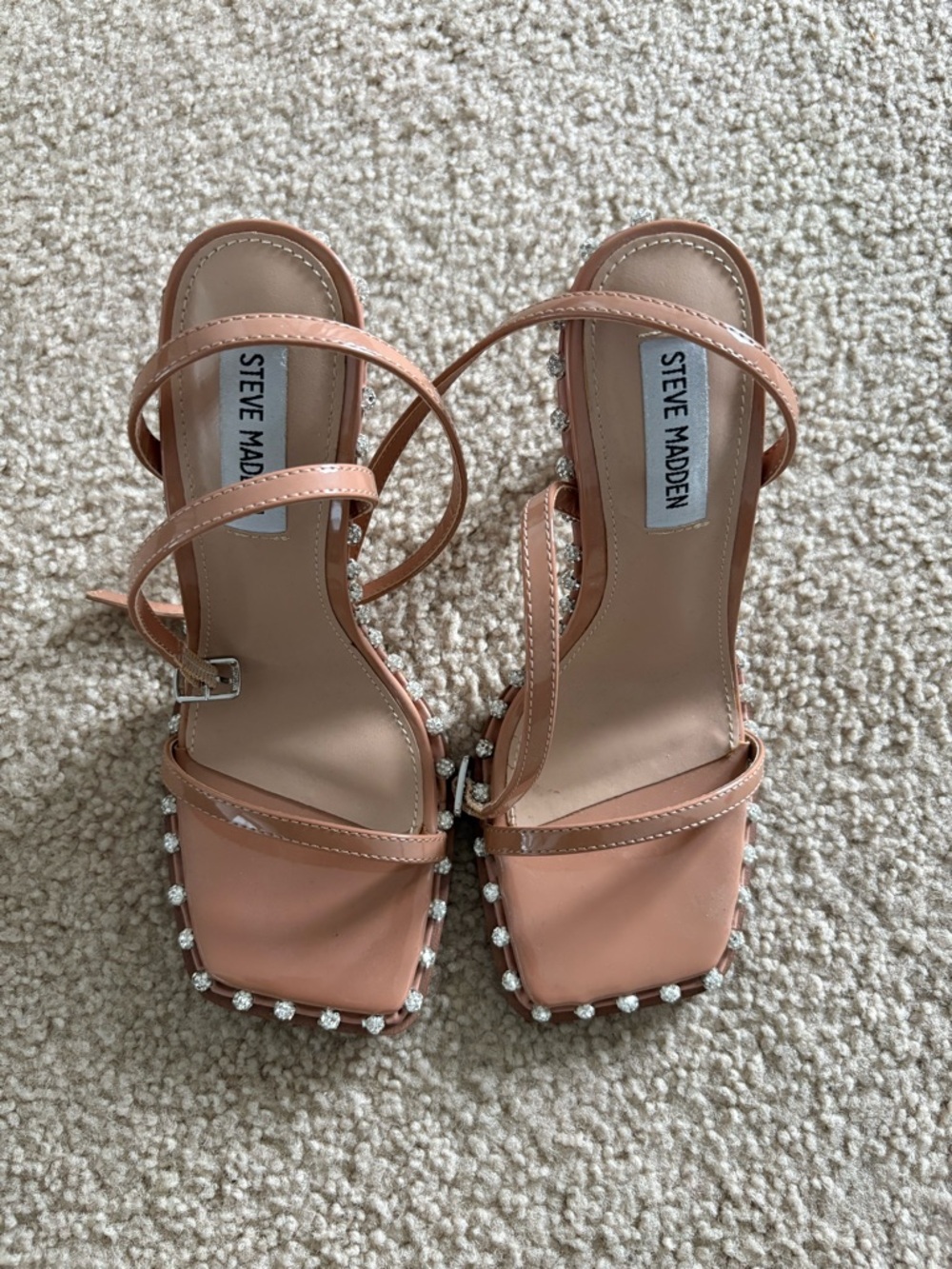 Steve Madden Blush Strappy Crystal-Embellished Heels